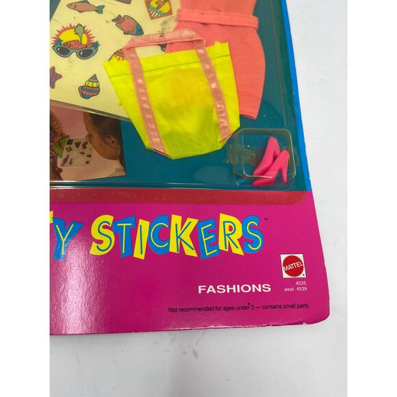 1992 Vintage Barbie Pretty Sticker Fashion Pack NEON OUTFIT NEW 4535 - Picture 2 of 6